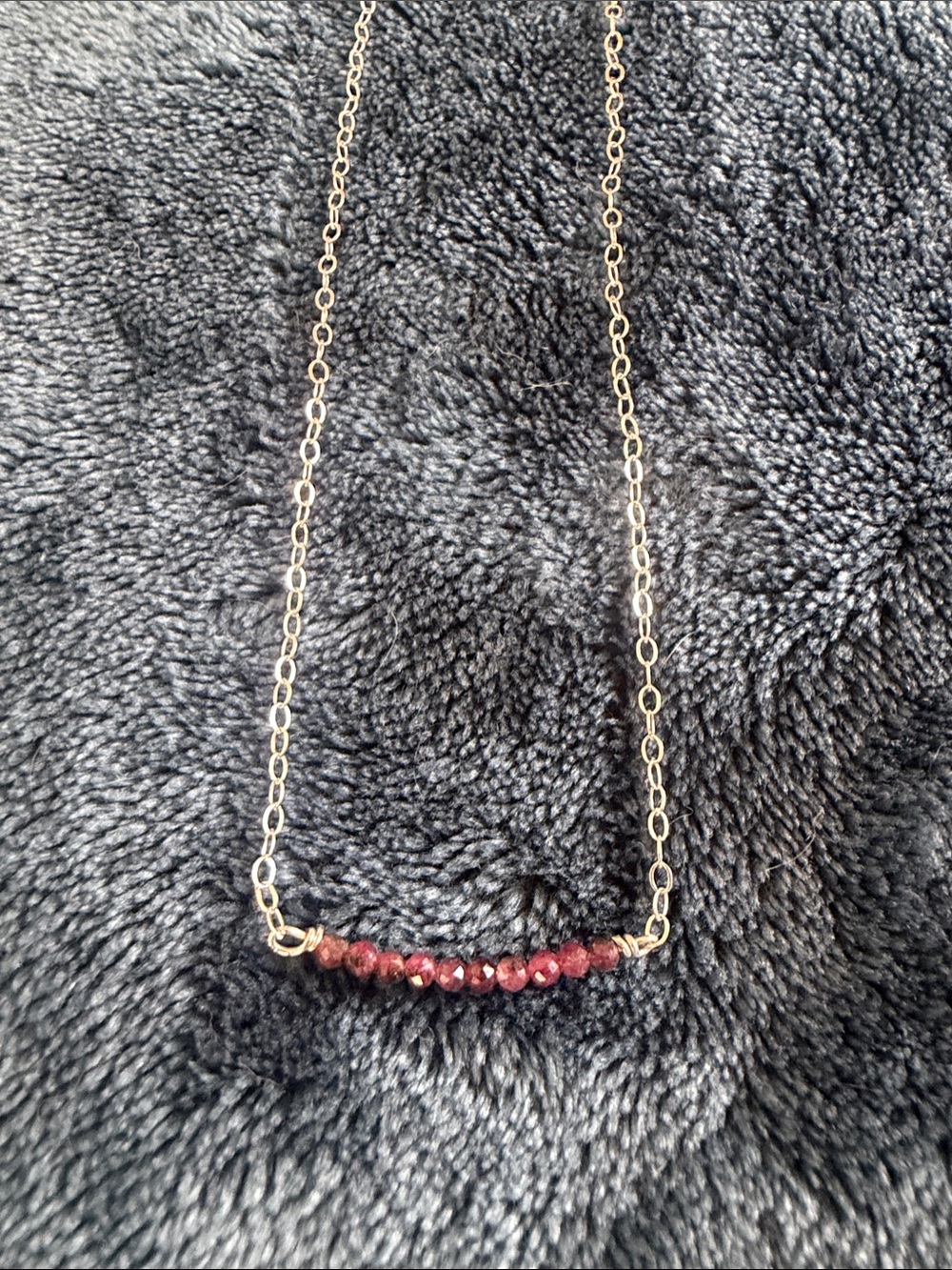 Sterling silver Chain Necklace with Garnet Red Beads